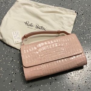Paolo Bentini Pale Pink Croco Printed Crossbody Convertible Handbag